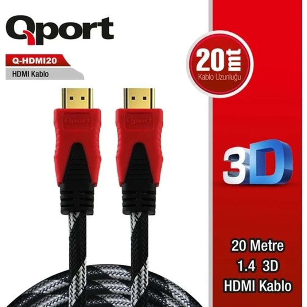 Qport Q-HDMI20 20m Hdmi Altın uçlu 3D V1.4 kablo