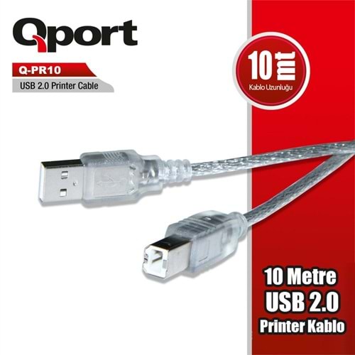Qport Q-PR10 10m USB 2.0 Yazıcı kablosu
