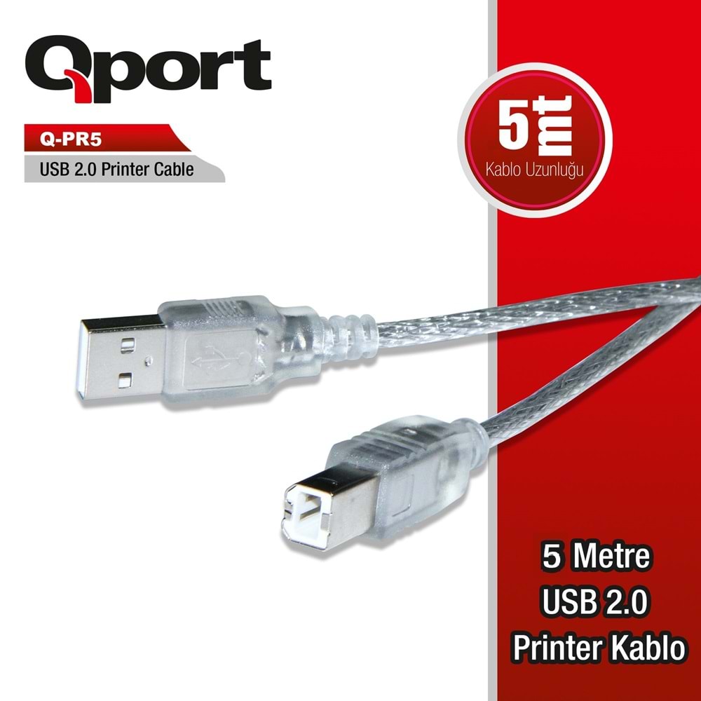 Qport Q-PR5 5m USB 2.0 Yazıcı kablosu