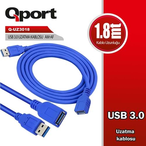 Qport Q-UZ3018 1,8m USB3.0 Uzatma kablosu