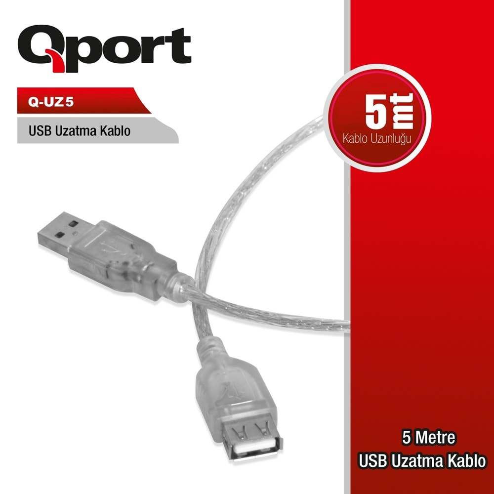 Qport Q-UZ5 5m USB2.0 Uzatma kablosu
