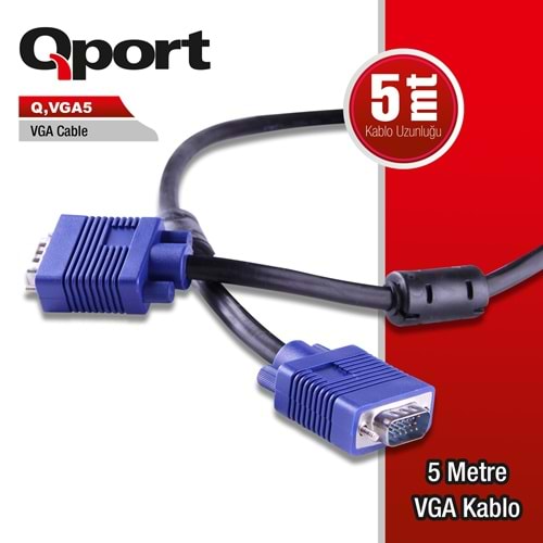 Qport Q-VGA5 5m filtreli VGA (Monitör)kablosu
