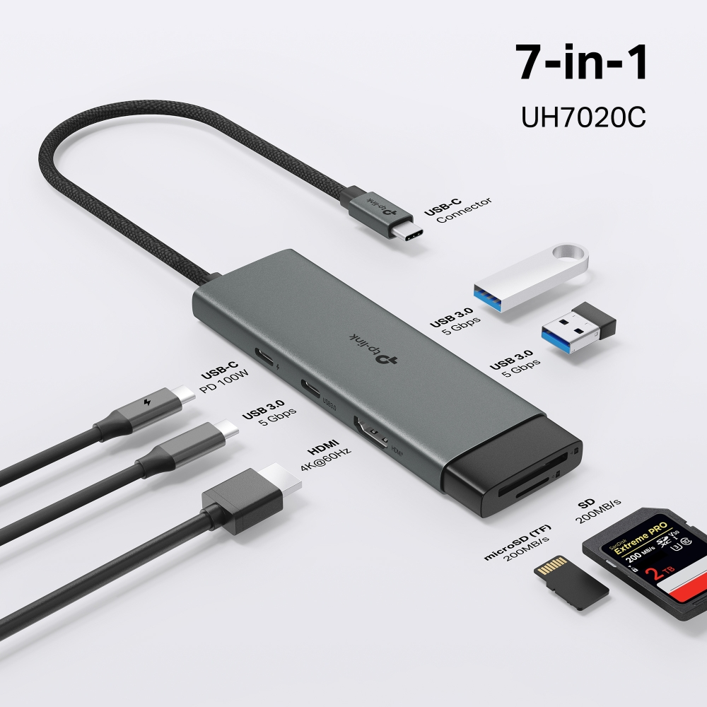 TP-LINK UH7020C 7port USB Type-C Çoklayıcı Hub
