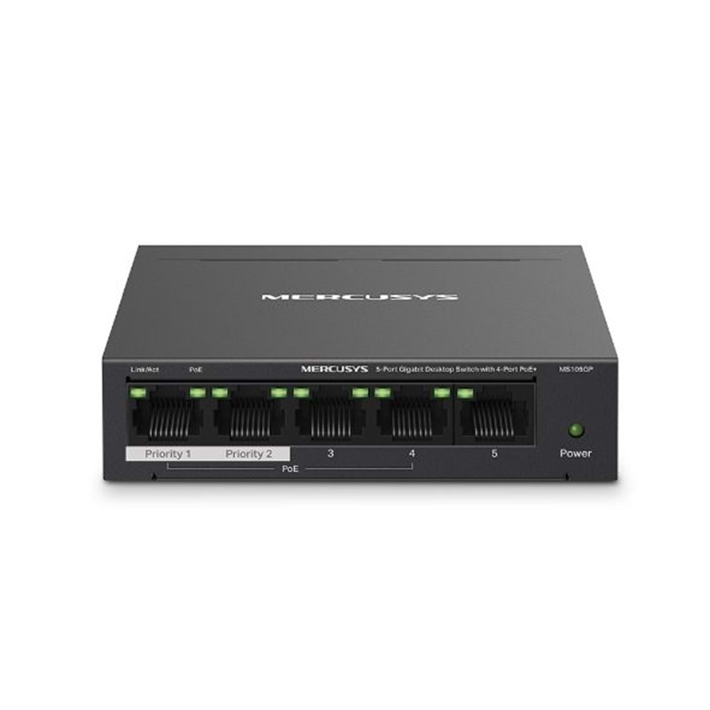 TP Mercusys MS105GP 5'li 4'üPoE Gigabit switch (3yıl üretici garantili)