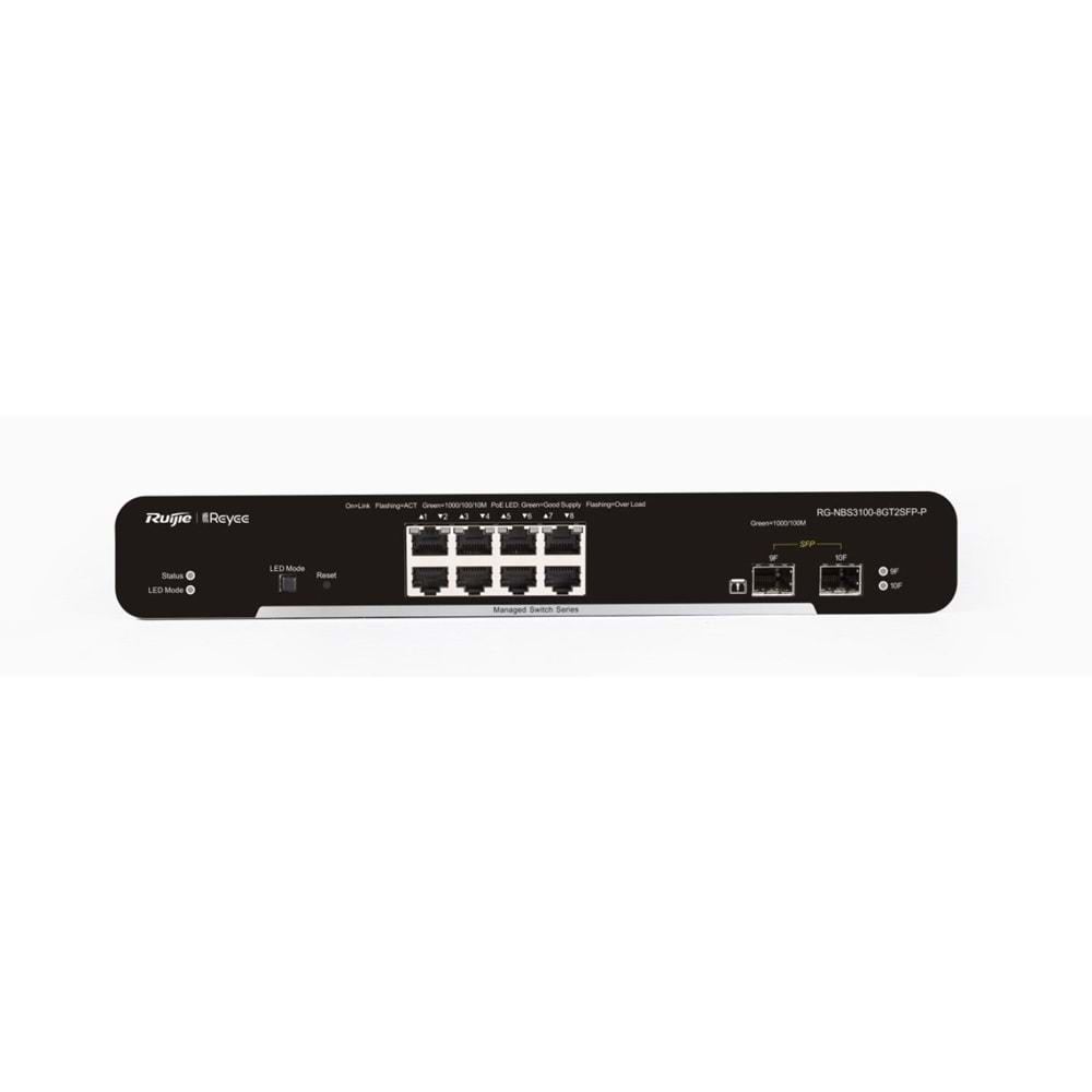 Reyee RG-NBS3100-8GT2SFP-P 8 Portlu Gigabit L2 Yönetilebilir 2xSFP PoE Switch