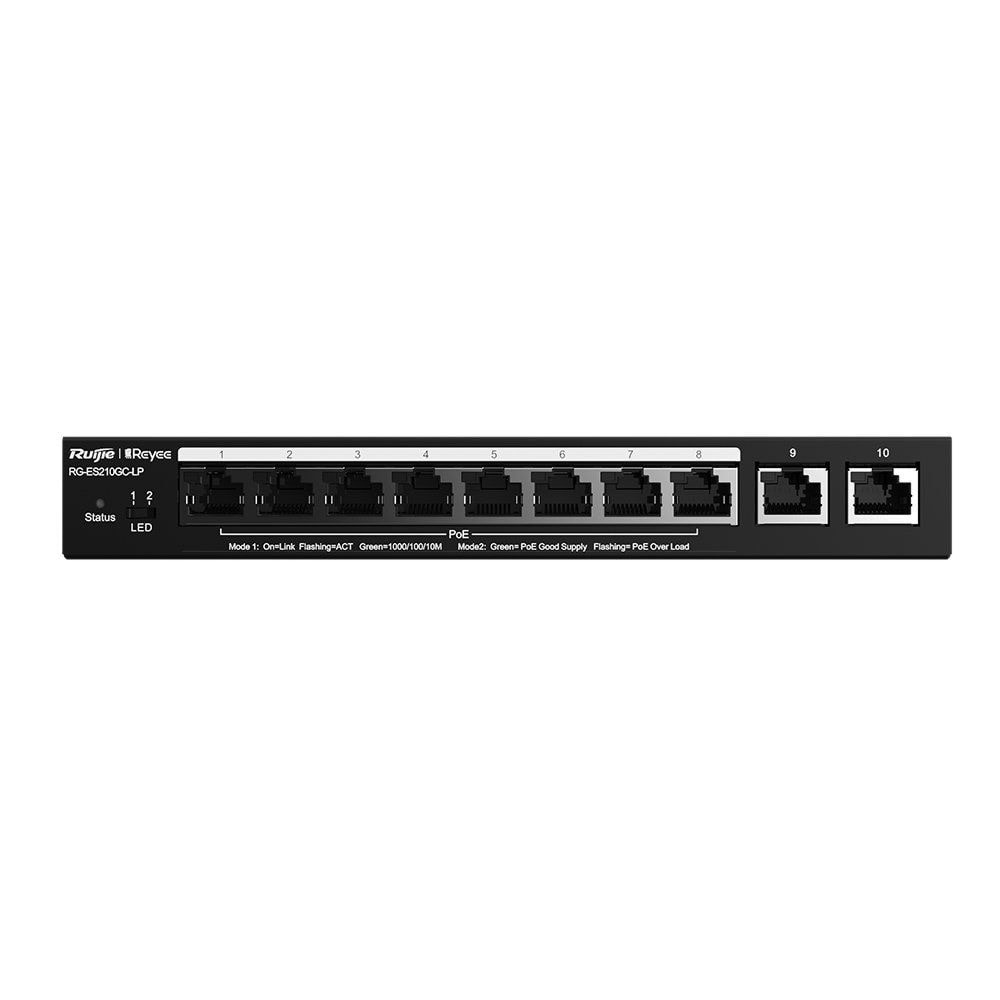 Reyee RG-ES210GC-LP 10 Portlu, 10/100/1000 Gigabit Web Yönetilebilir Switch, 8 Port PoE+ (70W)