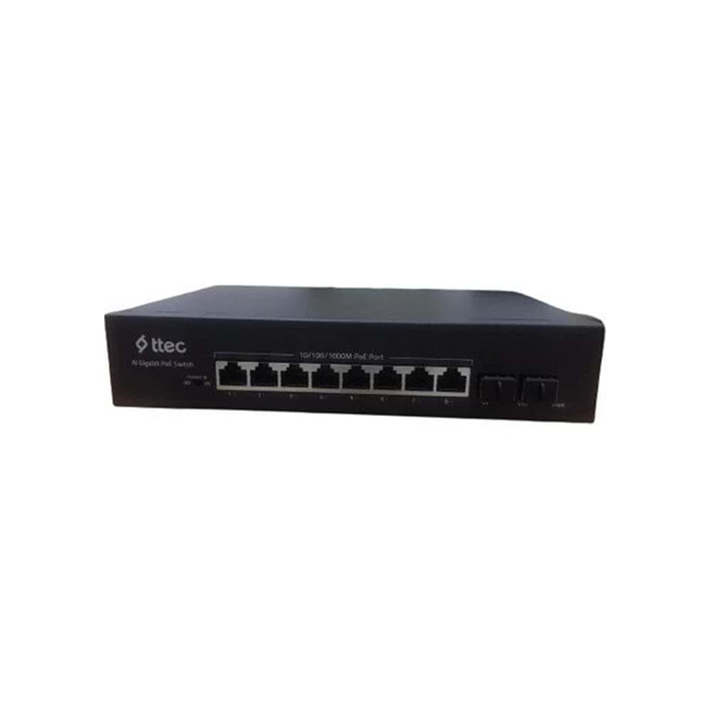 Ttec 8 x 10/100 Base-t Poe/Poe+ Port 2 x 10/100 Base-t Uplink Port 120w Poe Kapasitesi Tak-Çalış