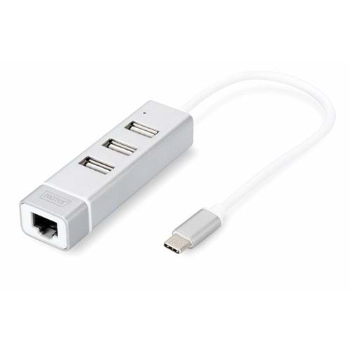 Digitus DA-70253 Tip-C=>3'lü USB2.0 hub+gigabit et ethernet