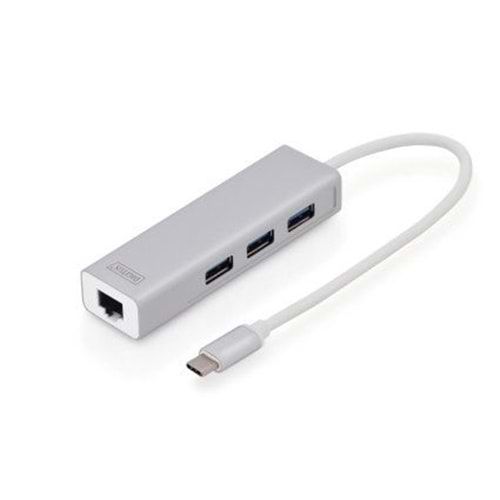 Digitus DA-70255 Tip-C=>3'lü USB3.0 hub+gigabit et ethernet