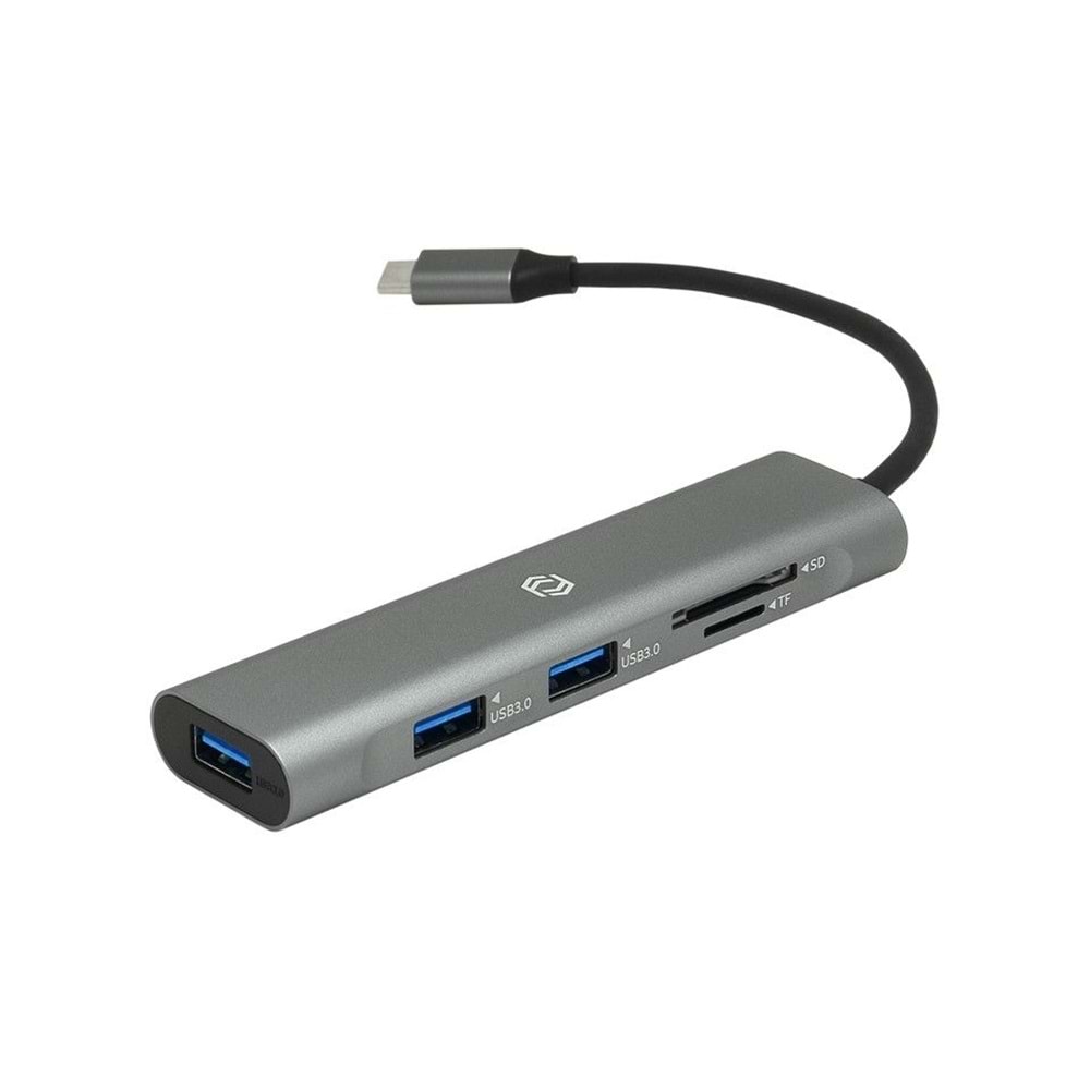 Frisby FA-7710TC Tip-C=>3xUsb 3.0 Hub+Sd+Tf kart okuyucu (Giriş:Usb Tip-C=>Çıkış:3xUsb3.0+Sd+T f)