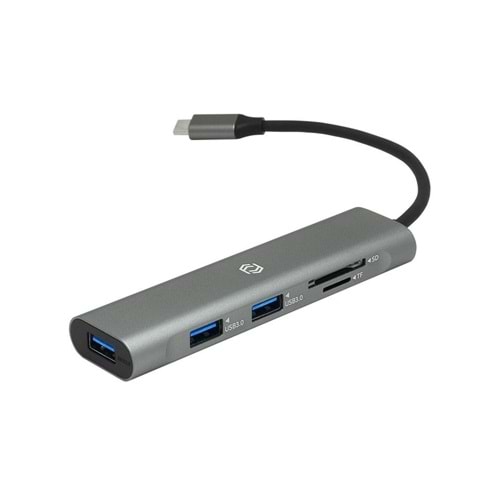 Frisby FA-7710TC Tip-C=>3xUsb 3.0 Hub+Sd+Tf kart okuyucu (Giriş:Usb Tip-C=>Çıkış:3xUsb3.0+Sd+T f)