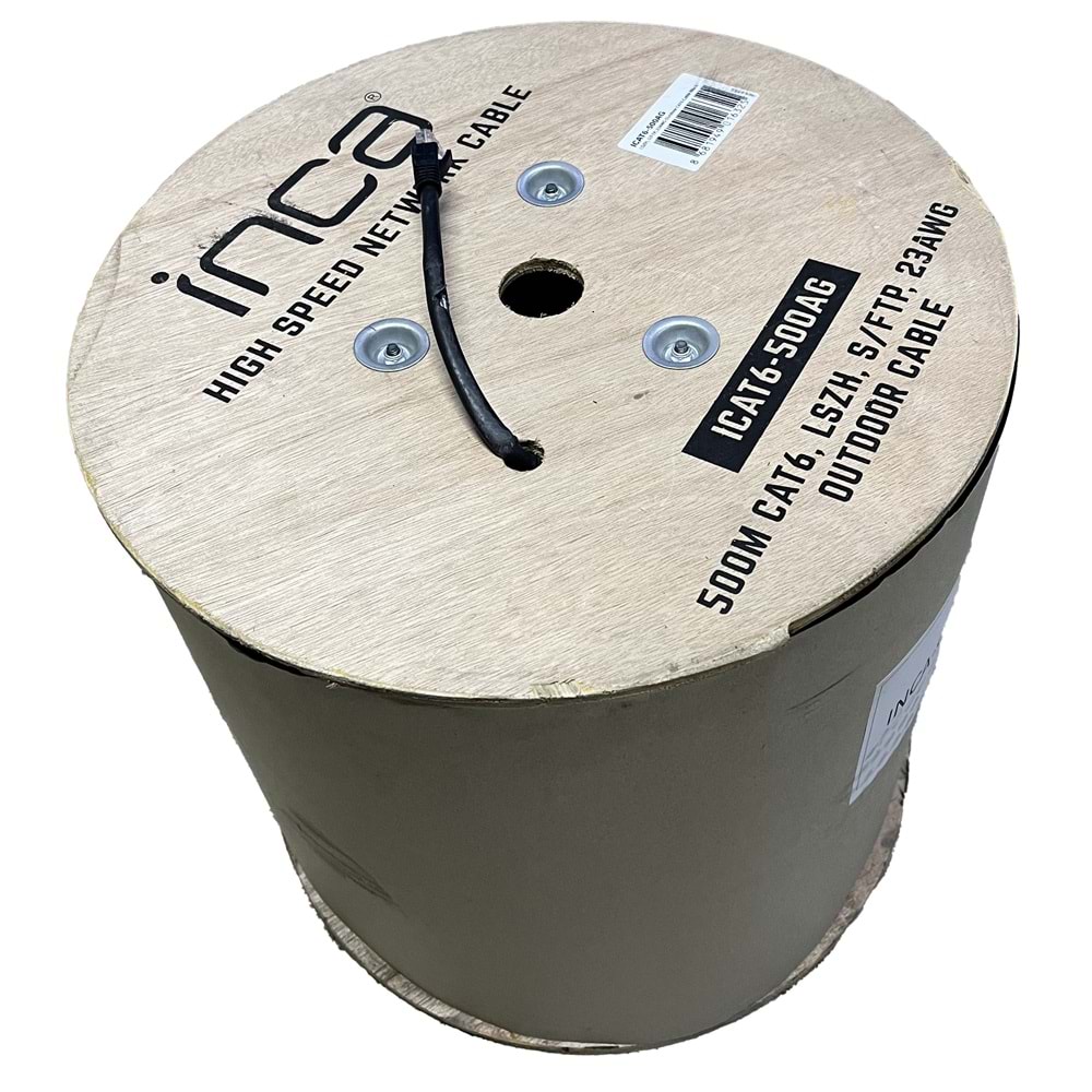 Inca ICAT6-500AG 500m CAT6 S/FTP dış ortam 23 AWG siyah kablo