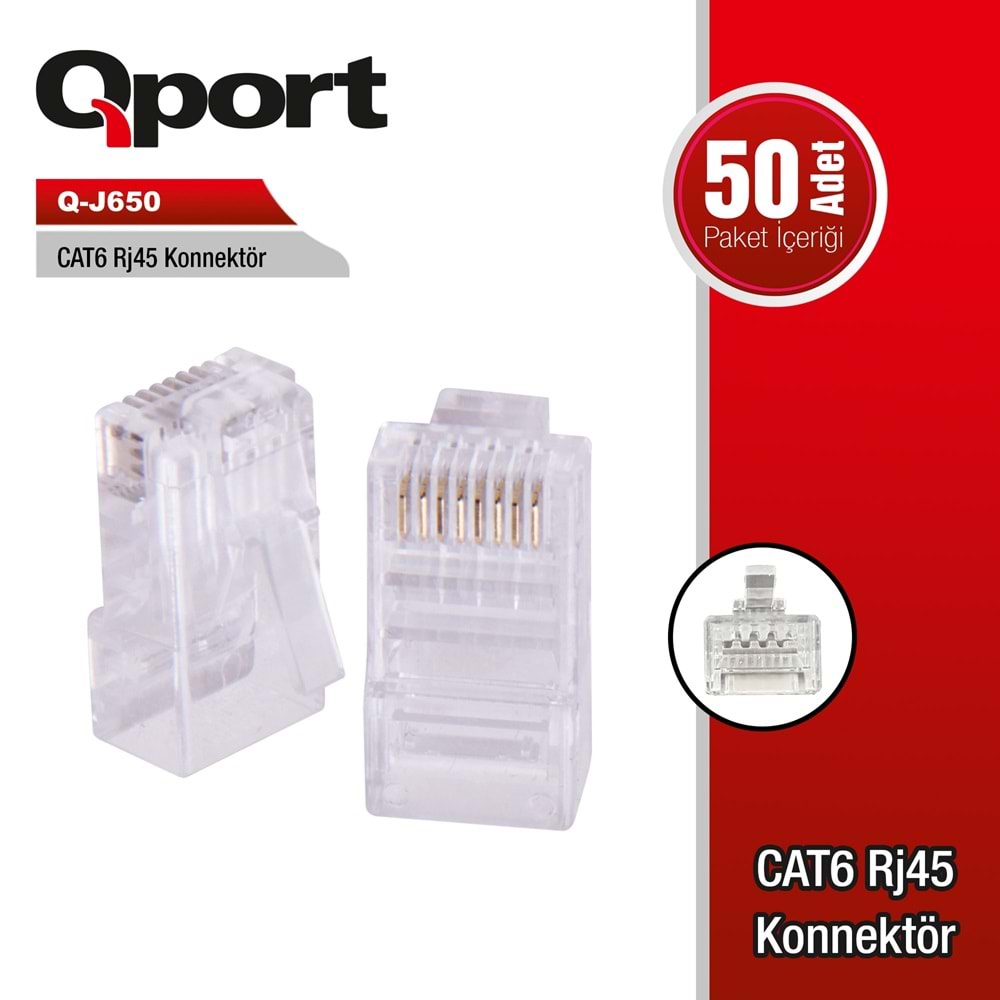 Qport Q-J650 CAT6 RJ-45 50'lik konnektör