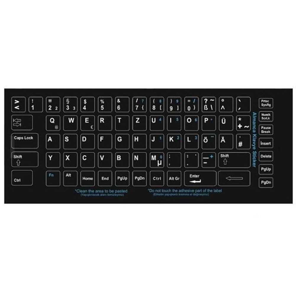 Notebook Q Almanca siyah klavye etiketi