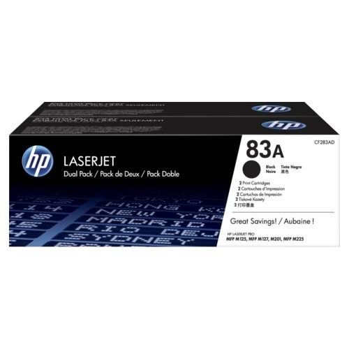 HP cf283af 2'li orj.lazer yazıcı toner siyah (83a)
