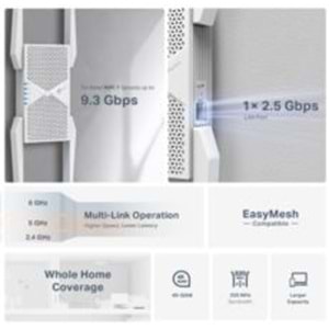 TP-LINK RE655BE WIFI7 BE9300 Üç Bant Menzil Genişletici Priz Tip