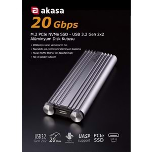 AKASA AK-ENU3M2-07 M.2 PCIE NVME Harddisk Kutusu Siyah