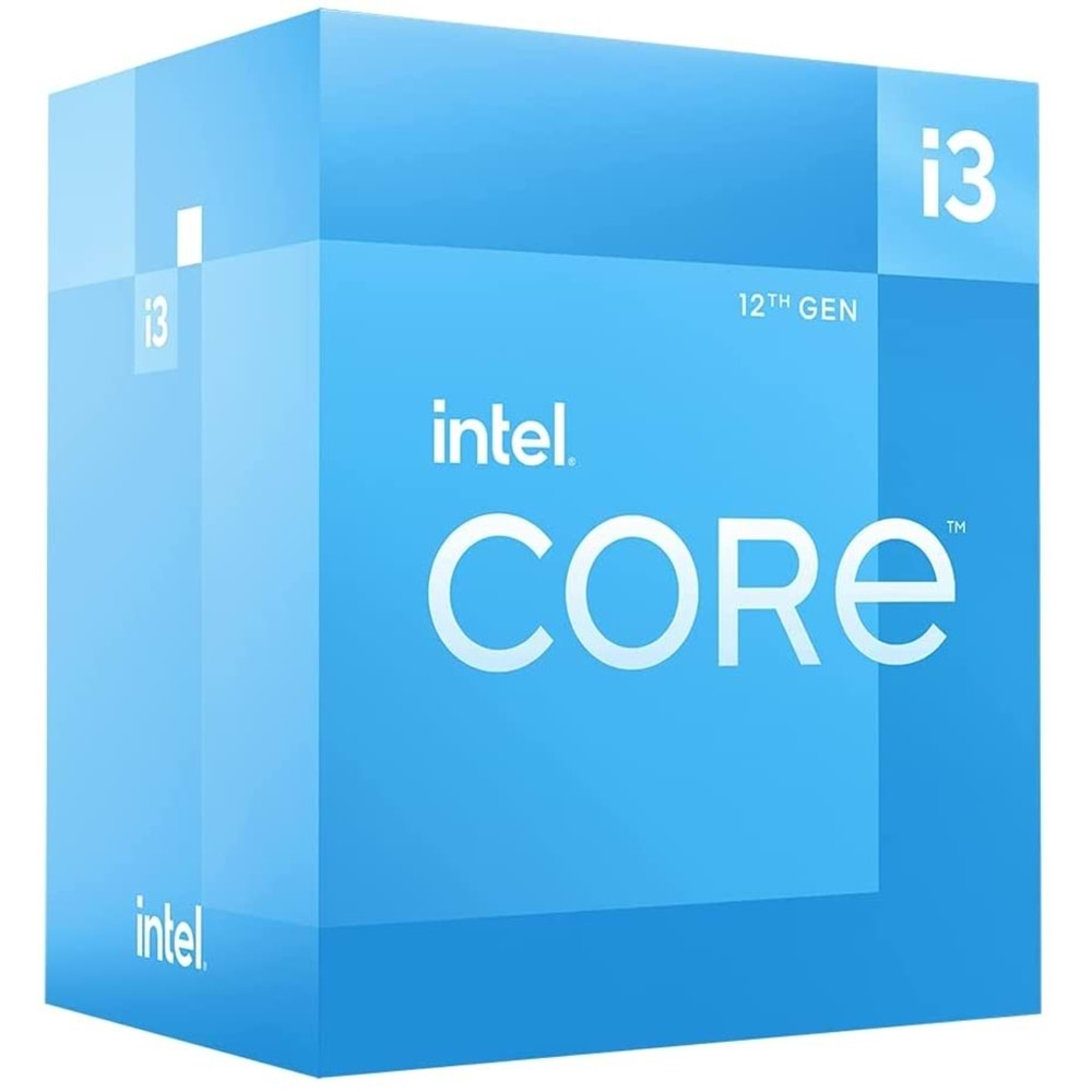 NTEL CORE i3 12100F 17MB 4çekirdekli VGA YOK 1700p 58w Kutulu+Fanlı