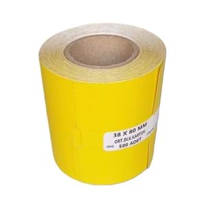 38X80 TERMAL ORTA ÇENTİKLİ BARKOD RAF ETİKETİ 500 ADET SARI