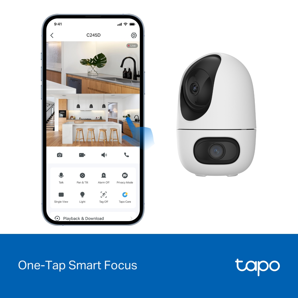 TP-LINK 3MP Çift Lensli Wıfı Kablosuz Pan/Tilt IP Kamera Tapo C245D