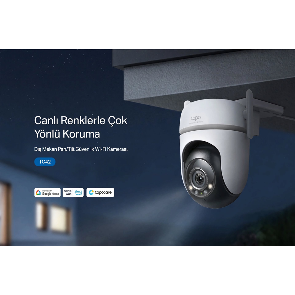 TP-LINK 4MP PT SpeedDome 3.2MM Wıfı Kablosuz Pan/Tilt Starlight IP66 AI IP Kamera Tapo TC42