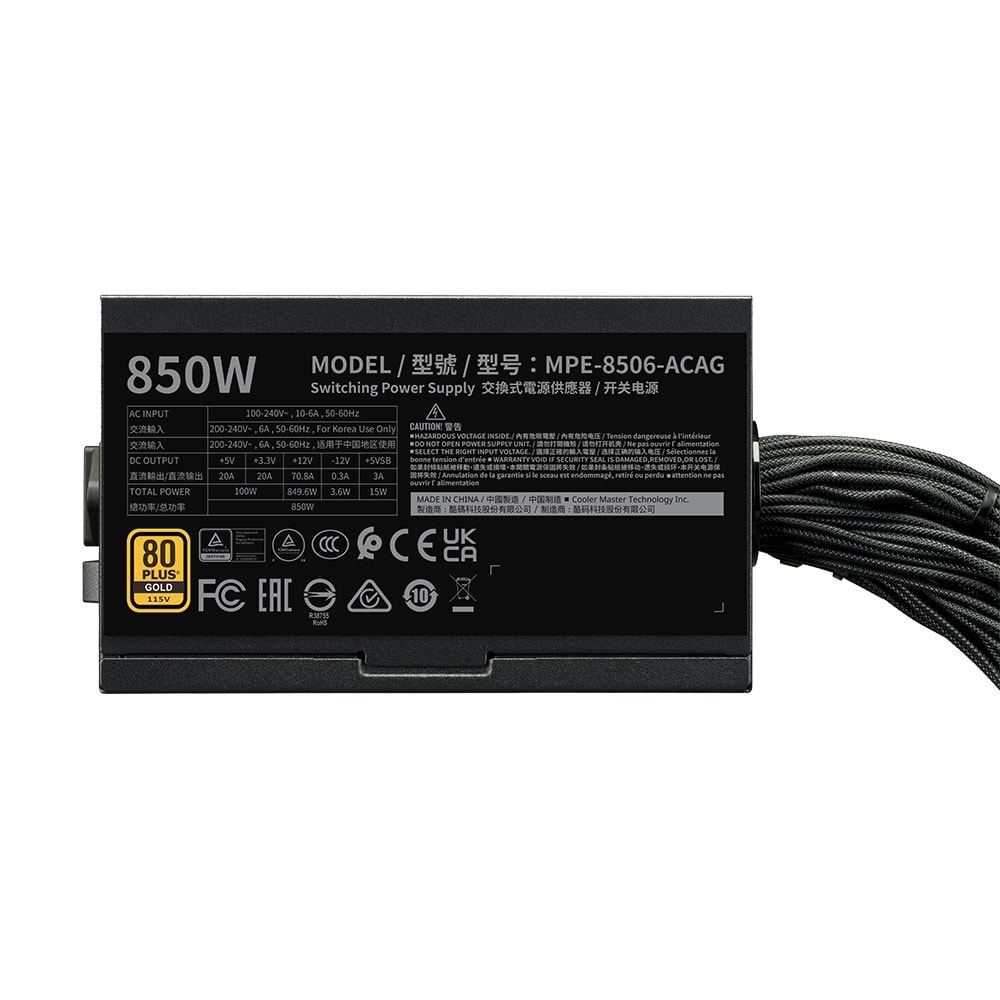 COOLERMASTER 850W 80+ GOLD TD500 V2 TG TD500V2-KGNN85-STU 4-ARGB Fanlı Gaming EATX PC Kasası