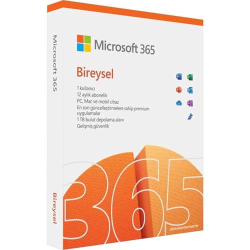 MICROSOFT 365 BİREYSEL TÜRKÇE KUTU OFİS 1 YIL (Model:QQ2-01451)