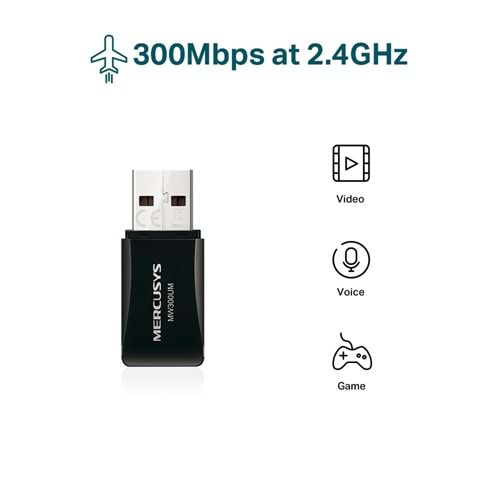 MERCUSYS MW300UM N300 USB Kablosuz Adaptör